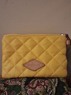 MZ Wallanze yellow quilted nylon pouch new with zip