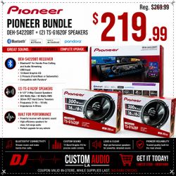 Pioneer DEH-S4220BT Single Din Stereo CD Am Fm Bluetooth USB Aux EQ 2 Sets 6 1/2" 2-Way Coaxial Speaker System 600 Watts TS-G1620F Package 🚨 Payment 
