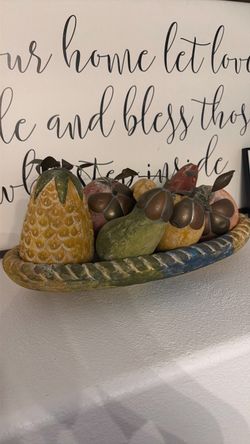 Decorative stone Fruit Bowl with stone Faux Fruit