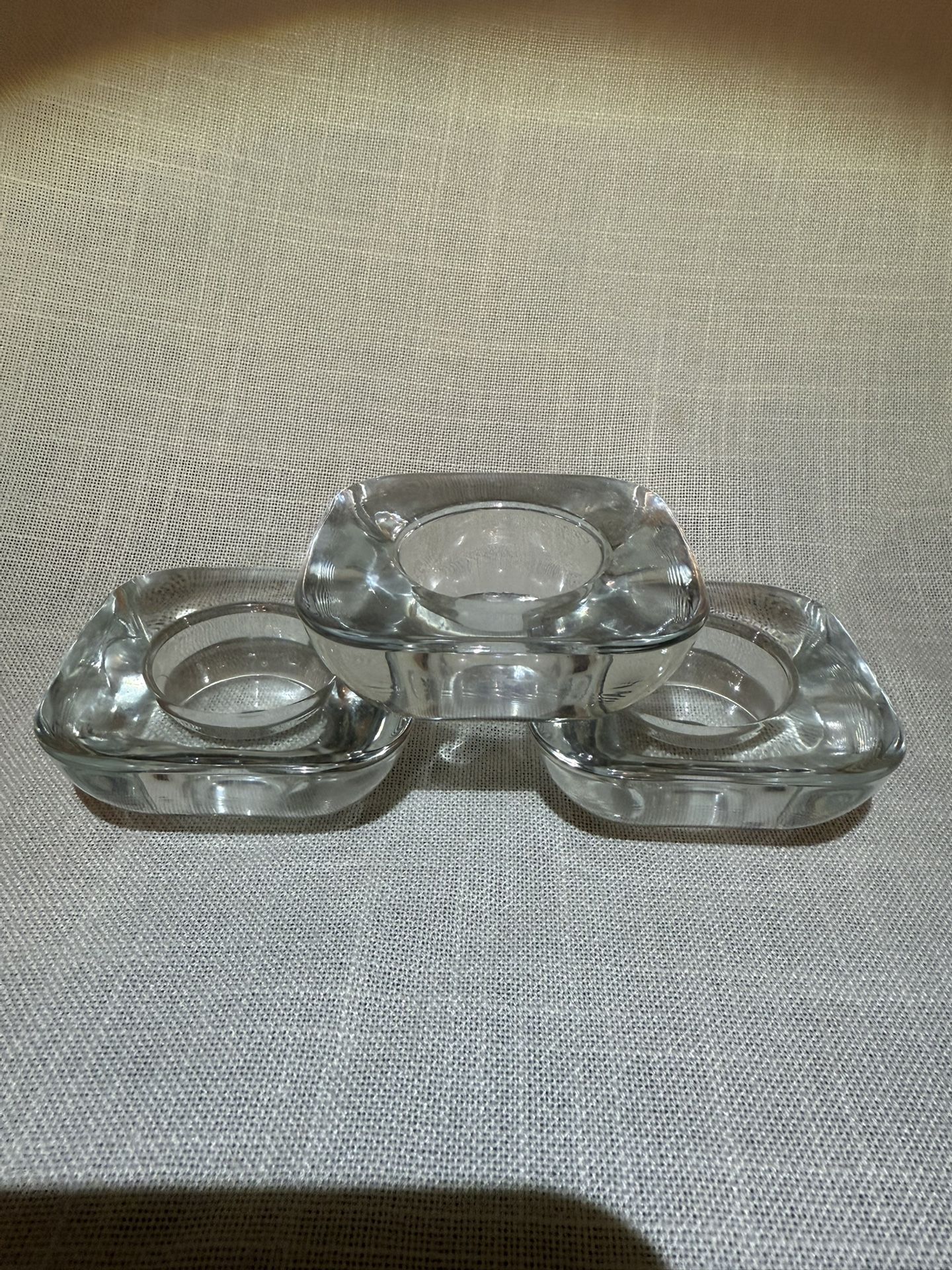 Set Of 3 Glass Tealight Candle Holders