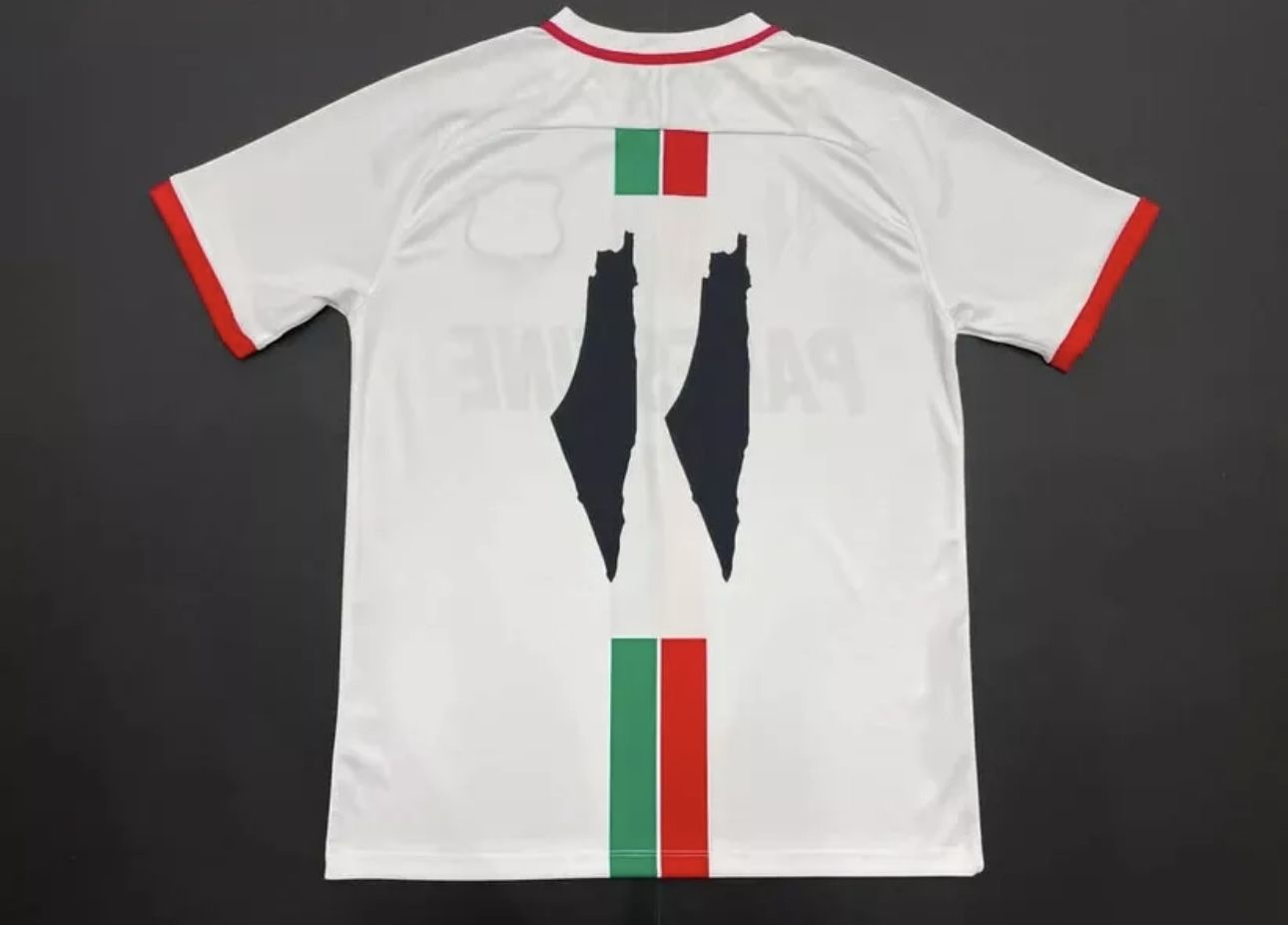 Classic Palestine White Centre Striped (Red/Green) Soccer Jersey & shorts size L