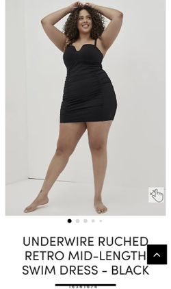 New Underwire Ruched Retro Mid Swim Dress