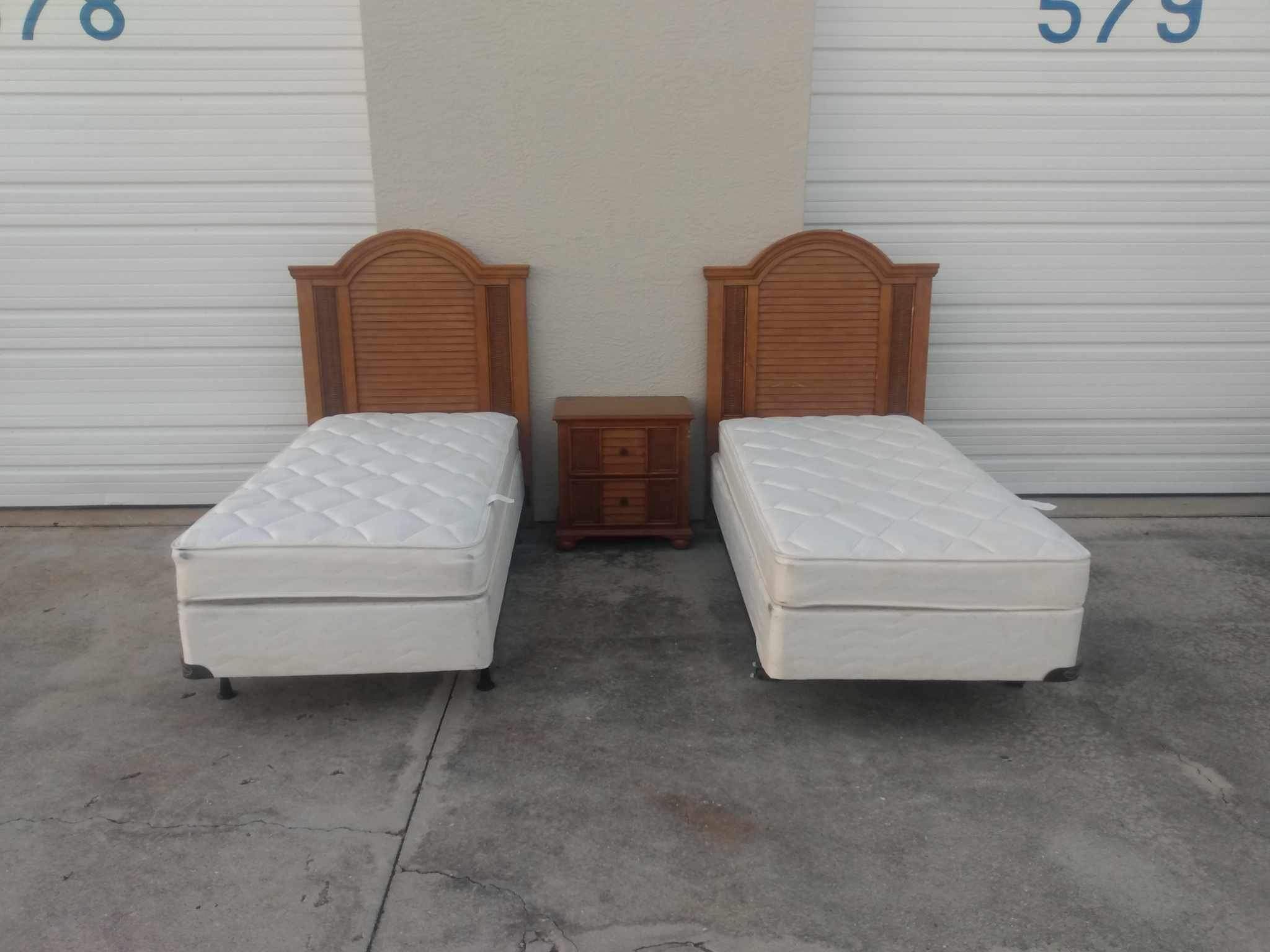 Pair Of Twin Beds With Matching Nightstands