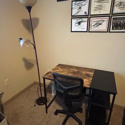 Office Desk /chair / Floor Lamp Bundle 