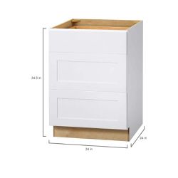 Plywood Shaker Drawer Base Kitchen Cabinet in Alpine White 