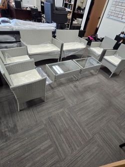 8-Piece Gray Wicker Outdoor Patio Furniture Set