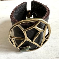 Lucky Brand Leather Cuff Bird Bracelet 