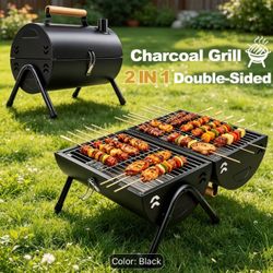 New - Portable bbq grill with tongs