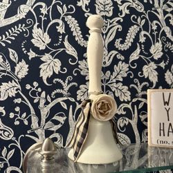 New Hand Painted Shabby Chic Cottage Farmhouse Bell With Ribbon Accent
