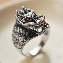 "Punk Vintage Style Dragon Head Zodiac Ring for Men/Women, BL178
 Thumbnail