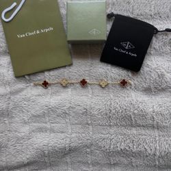 Van Cleef & Arpels Vintage Alhambra 5 Motifs Bracelet Guilloche 18K Rose Gold