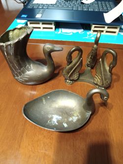 Vintage Brass Swans(3 in lot)