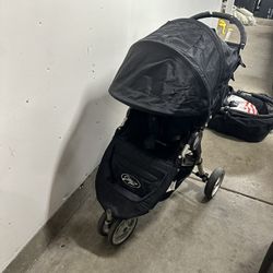 Baby Jogger City Mini 2010 Stroller + Bassinet Attachment + Nuna Car Seat Adapter + Snack Tray