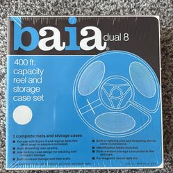 Vintage Lot of 3 Baia Dual 8 400' Capacity Reel & Storage Case Set