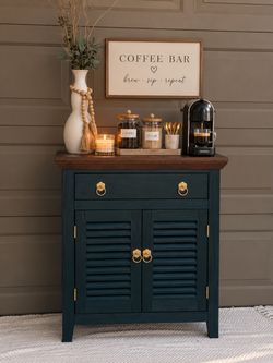 Solid Wood Vintage Westhaven Green Accent Cabinet – Farmhouse Style