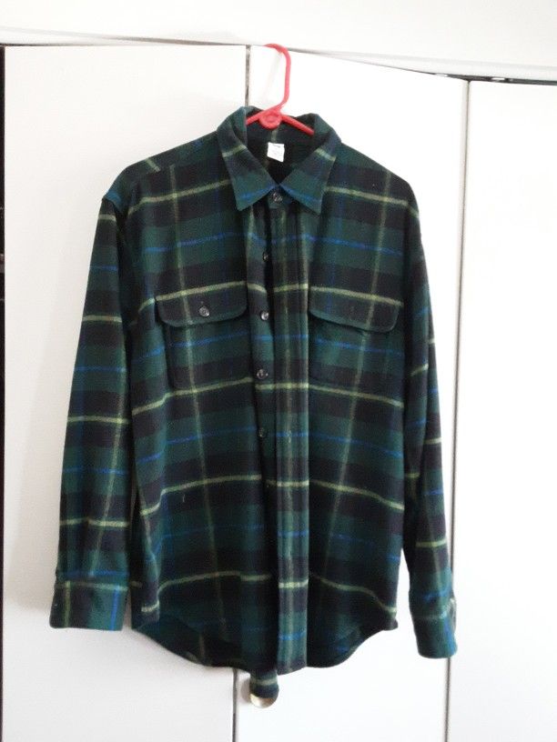 Men's Green Plaid Winter Shirt