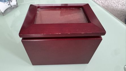 Vintage Cherry Wood Flip Photo Album Box & Picture Frame Lid