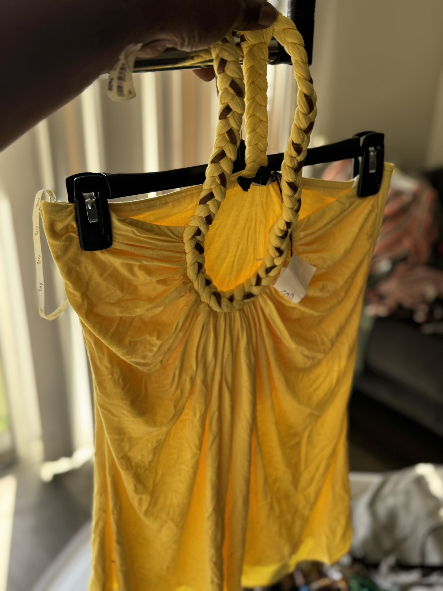 Sky Yellow Halter Top Size L. NEW