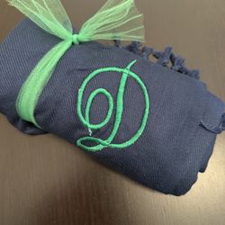 Monogrammed Blue Scarf