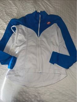 Castelli Womens Cycling Jacket L Blue/White Colorblock Full Zip Pockets