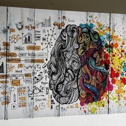 Visual Art Decor Retro Left and Right Brain