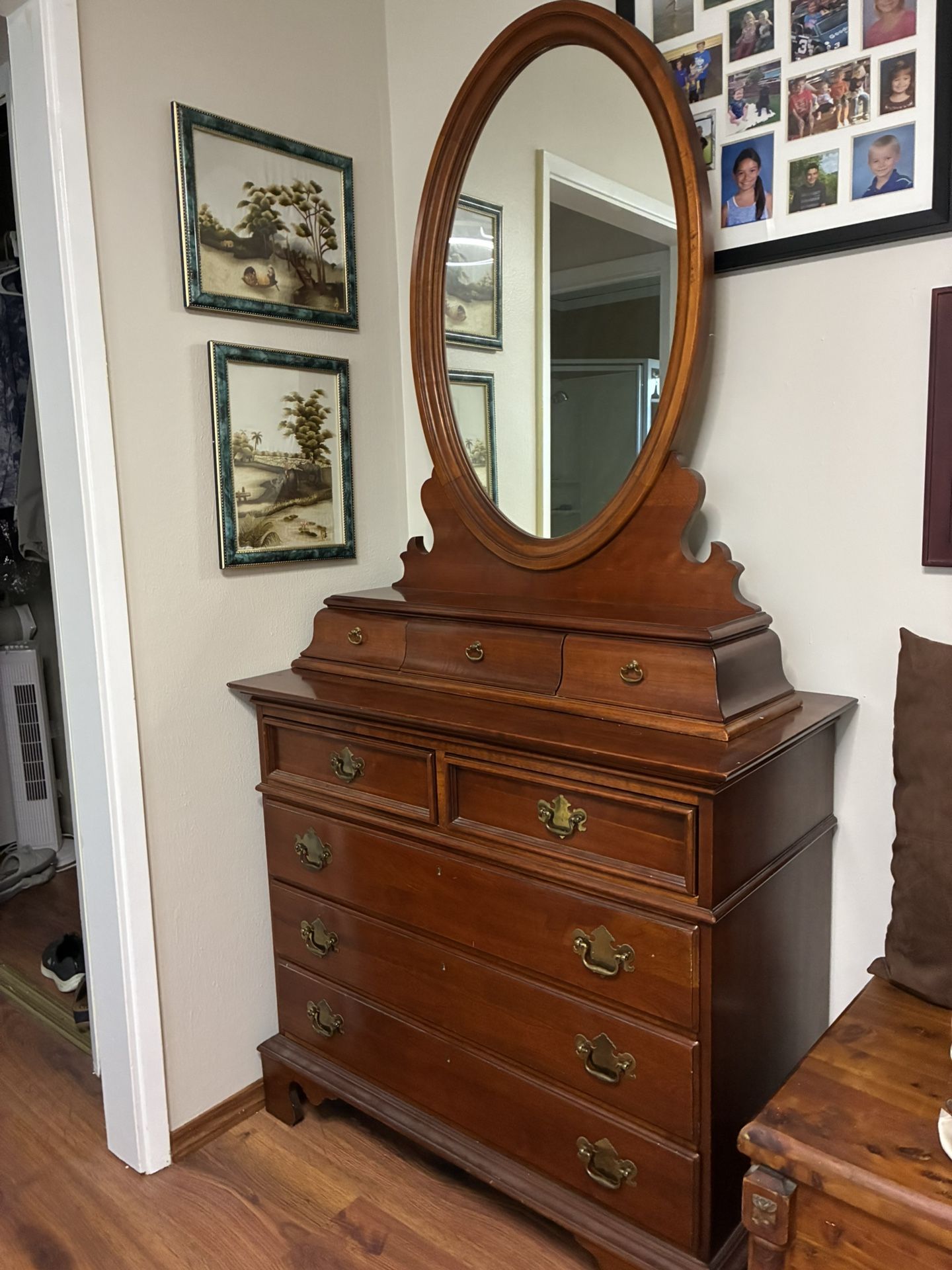 Cheery Wood Dresser With Mirror