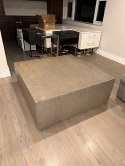Oversized 61” Modern Square Coffee Table – Gray Wood Look