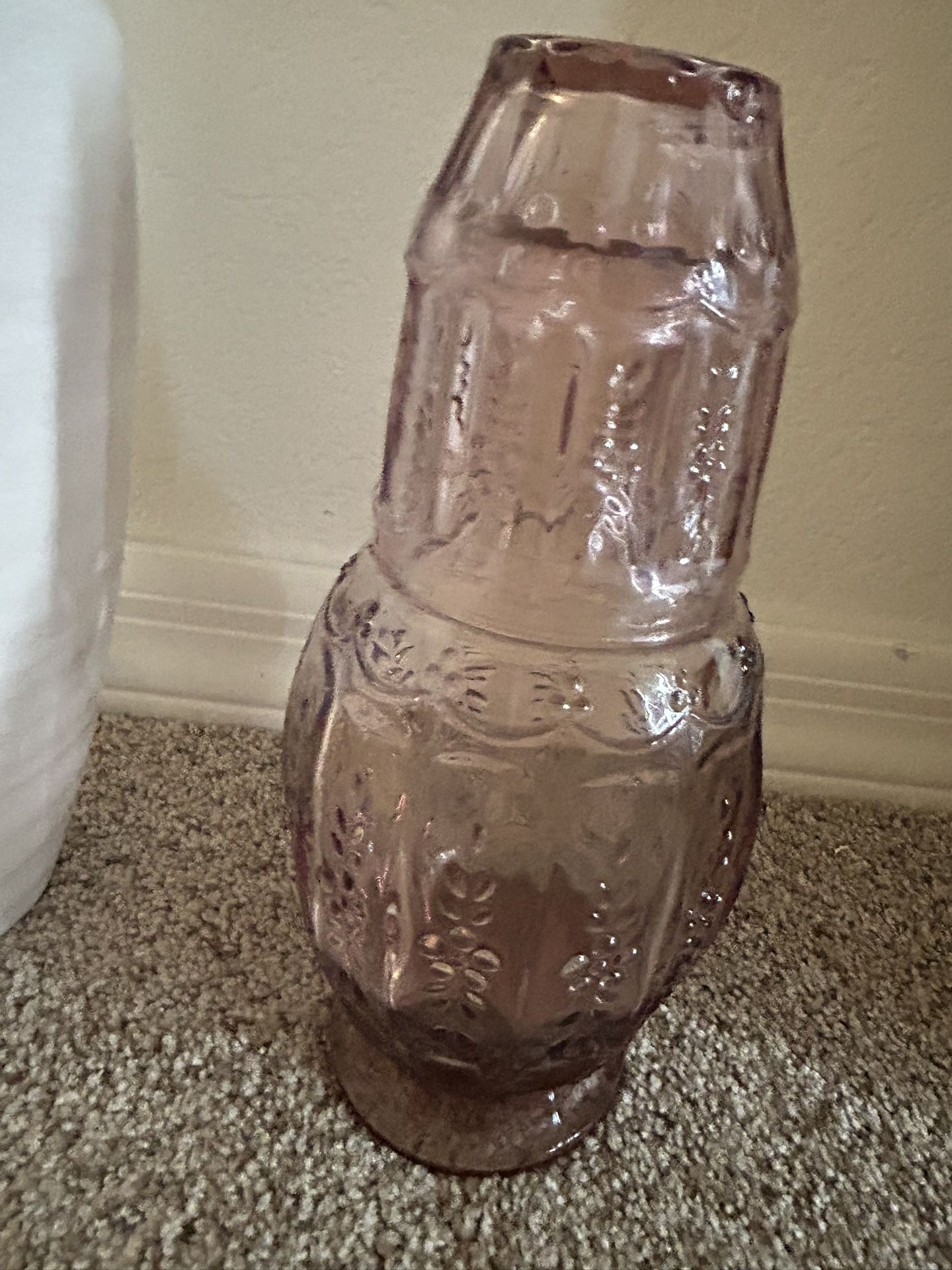 Pink Water Holder And Glass