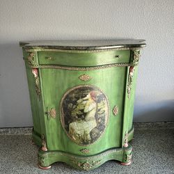 Beautiful Vintage Green Tall Dresser Side Table 