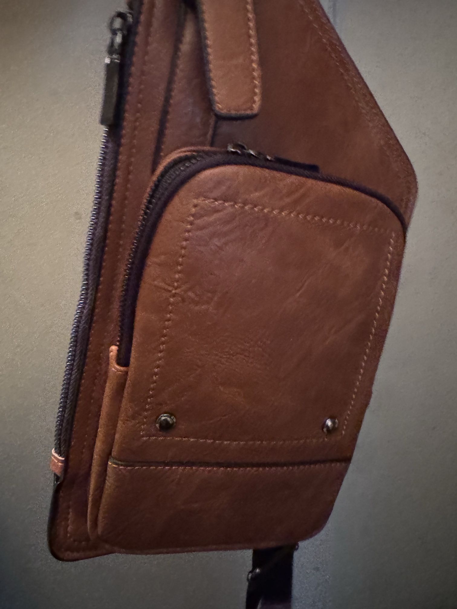 Large Sling Bag for Women Men Faux Leather Crossbody Fanny Packs Purse Backpack Trendy Shoulder Handbag Travel