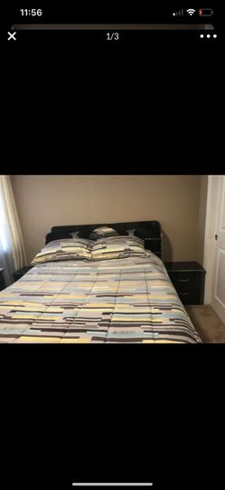 Queen set bed( includes 2 nightstands and dresser with mirror +mattress .