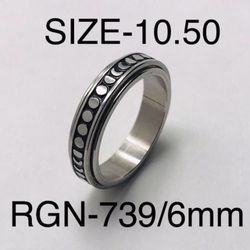 Stainless Steel Moon Carved Spinner Ring Band For Men & Women with: RGN-739/Size-10.50