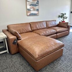 ♥️Valentine's Day SaleEXCLUSIVE] Emilia Caramel Leather 3-Piece Sofa