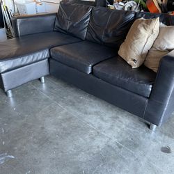 Black Leather sectional Movable Chaise