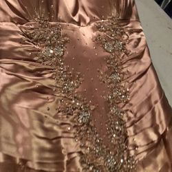 Elegant Gold Beaded Evening Gown - Negotiable 