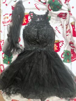 Black Lace Formal Mini Dress