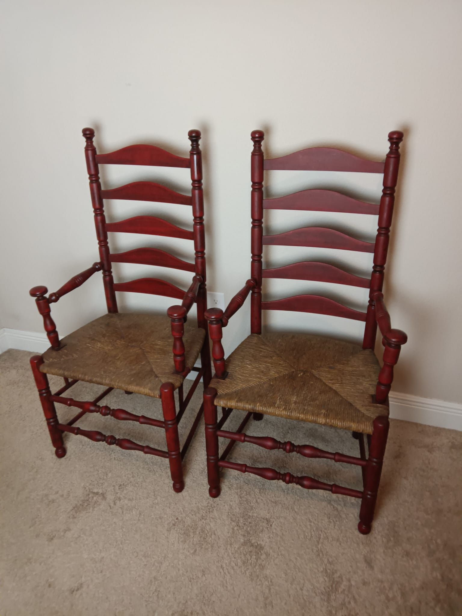 Vintage Wood and Wicker Ladder Back Chairs