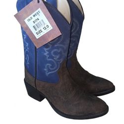 (Unisex) Old West Kids Leather Boots Size 12