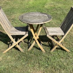 Beautiful Teak Bistro Set Table & 2 Chairs