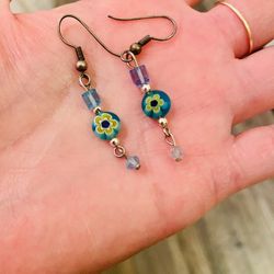 New Beaded Murano Earrings-Swarovski Crystal Earrings