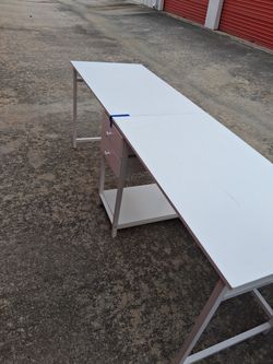 Large White Drafting /Office Table with Drawers