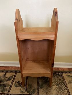 REDUCED !! Solid Pine Wood Shelf  Stand.  Can Easily Be Refinished.  In Very Sturdy Condition
