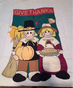 Give Thanks Thanksgiving Decorative Flag