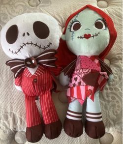 Disney Valentine's Day Nightmare Before Christmas  17" JACK SALLY Plush Set 2