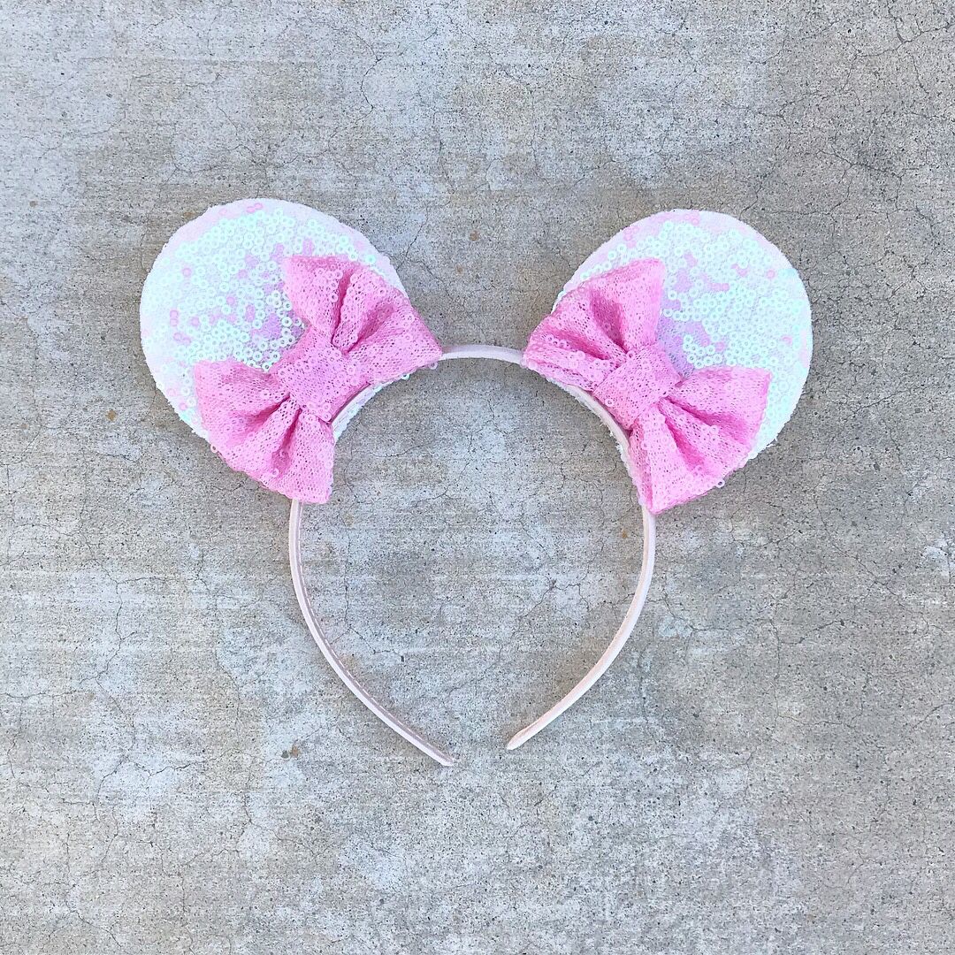Mickey Mouse Handmade Sequin Bowtique Ears in Pink