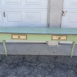 Pastel green console table 