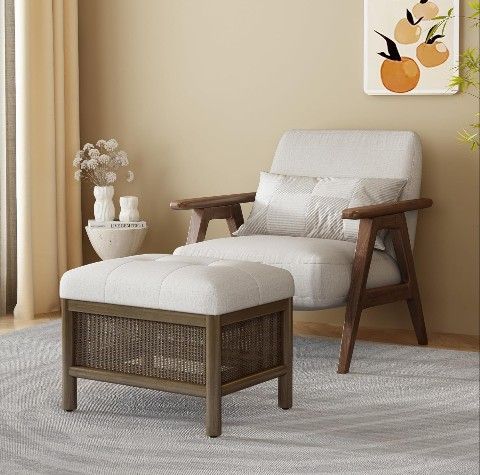 Sofa Ottoman Chairs, Solid Wood for Living Room & Bedroom (21.5x16x17inch)