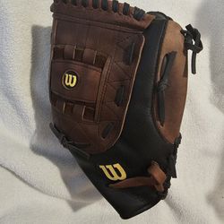 Wilson Elite Softball Top Grade Leather Black/Dark Brown Leather 13" Glove  -  fits On Right Hand-New