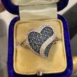 10K GOLD SAPPHIRE DIAMOND RING