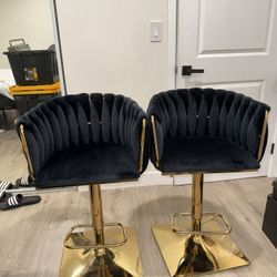 set of 2 velvet adjustable bar stool chairs